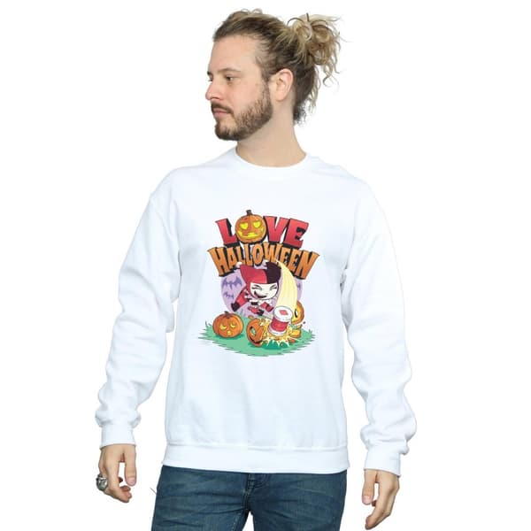 DC Comics Mens Super Friends Harley Quinn Love Halloween Sweatshirt