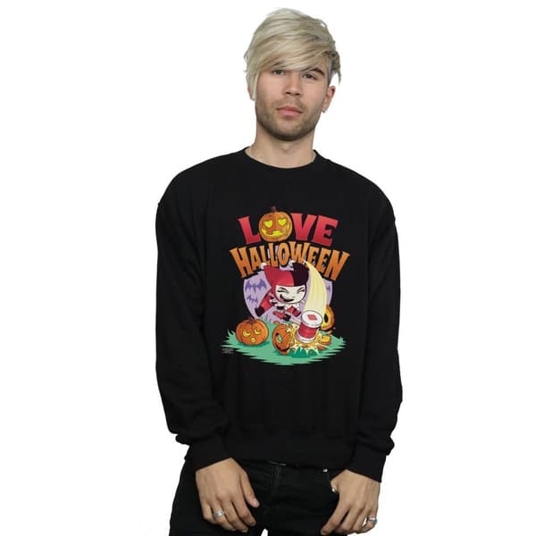 DC Comics Mens Super Friends Harley Quinn Love Halloween Sweatshirt