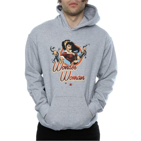 DC Comics Mens DC Bombshells Wonder Woman Badge Hoodie