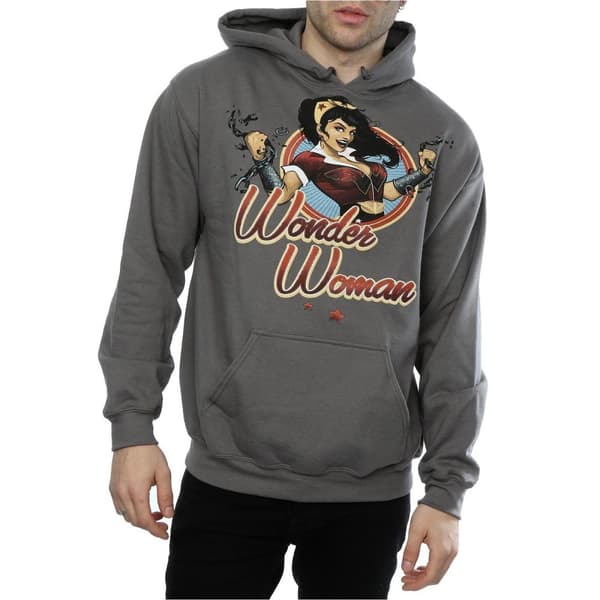 DC Comics Mens DC Bombshells Wonder Woman Badge Hoodie