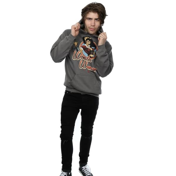 DC Comics Mens DC Bombshells Wonder Woman Badge Hoodie