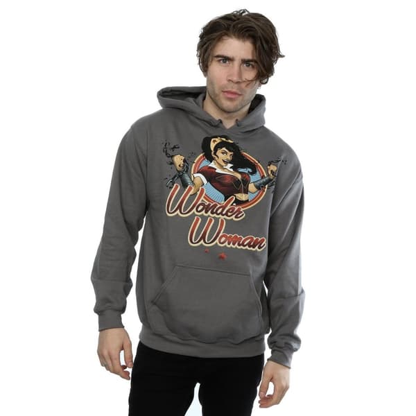 DC Comics Mens DC Bombshells Wonder Woman Badge Hoodie