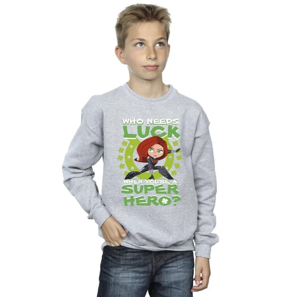 Marvel Boys St Patrick´s Day Black Widow Luck Sweatshirt