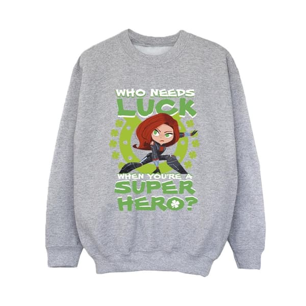 Marvel Boys St Patrick´s Day Black Widow Luck Sweatshirt