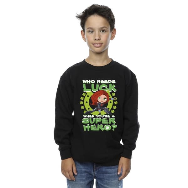 Marvel Boys St Patrick´s Day Black Widow Luck Sweatshirt