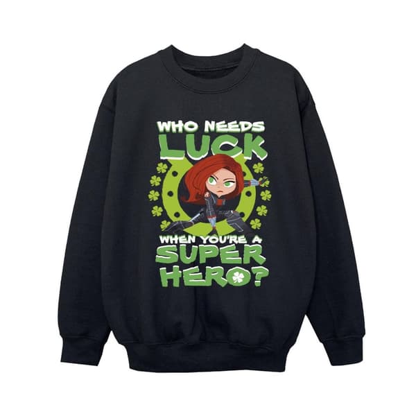 Marvel Boys St Patrick´s Day Black Widow Luck Sweatshirt Black 9-11 Years