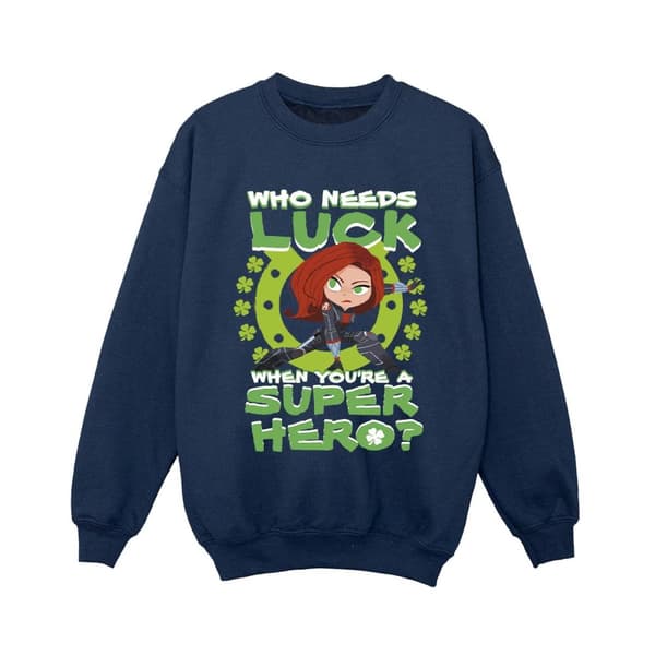 Marvel Boys St Patrick´s Day Black Widow Luck Sweatshirt
