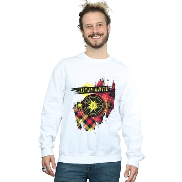 Marvel Mens Captain Marvel Tartan Patch Sweatshirt