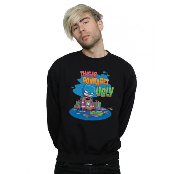 DC Comics Mens Super Friends Batman Joker Christmas Jumper Sweatshirt