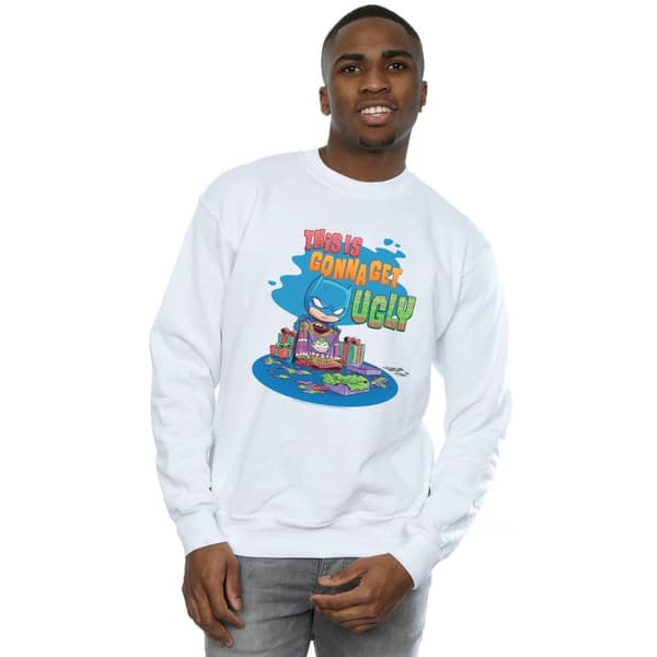 DC Comics Mens Super Friends Batman Joker Christmas Jumper Sweatshirt