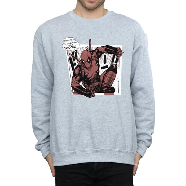 Marvel Mens Deadpool Breaktime Tacos Sweatshirt