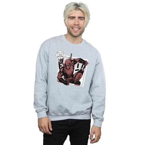 Marvel Mens Deadpool Breaktime Tacos Sweatshirt