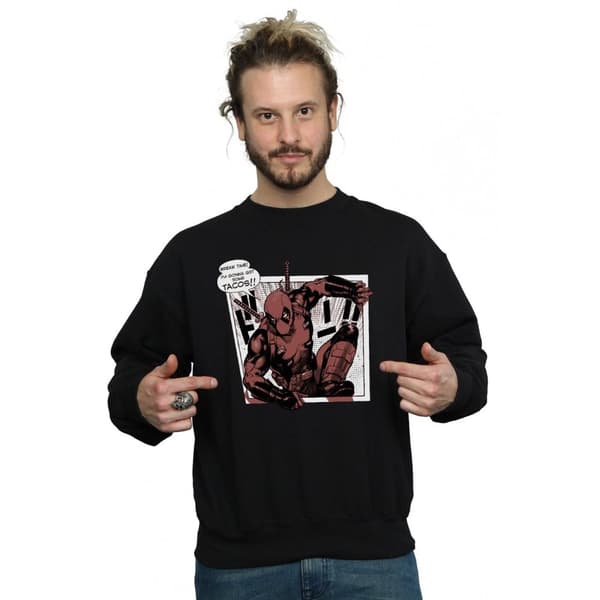 Marvel Mens Deadpool Breaktime Tacos Sweatshirt