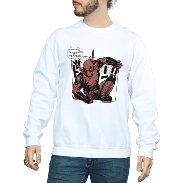 Marvel Mens Deadpool Breaktime Tacos Sweatshirt