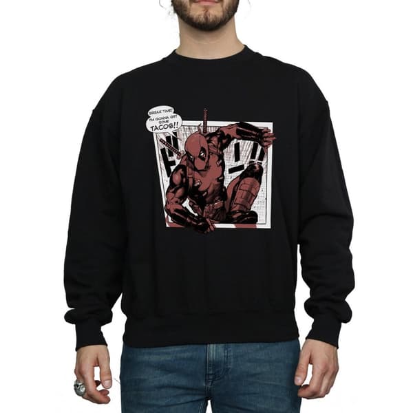 Marvel Mens Deadpool Breaktime Tacos Sweatshirt