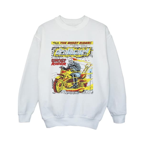 Marvel Boys Ghost Rider Chest Deathrace Sweatshirt White 3-4 Years