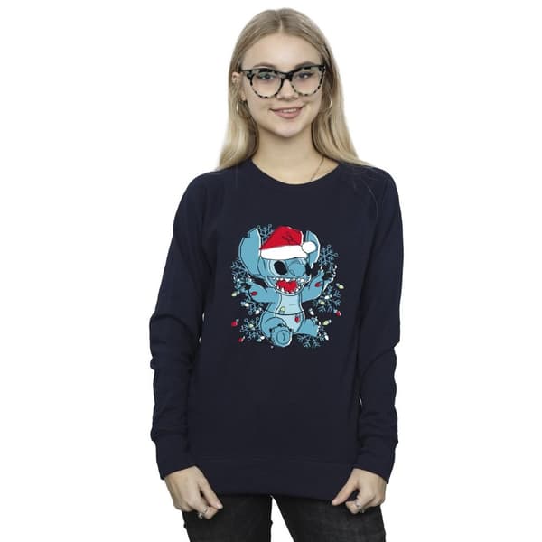 Disney Dam/Tjej Lilo And Stitch Julbelysning Sketch Sweatshirt