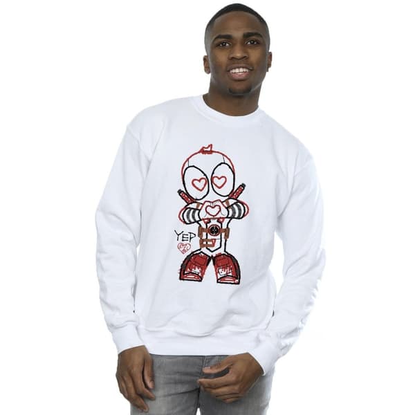 Marvel Mens Deadpool Love Beam Line Sweatshirt
