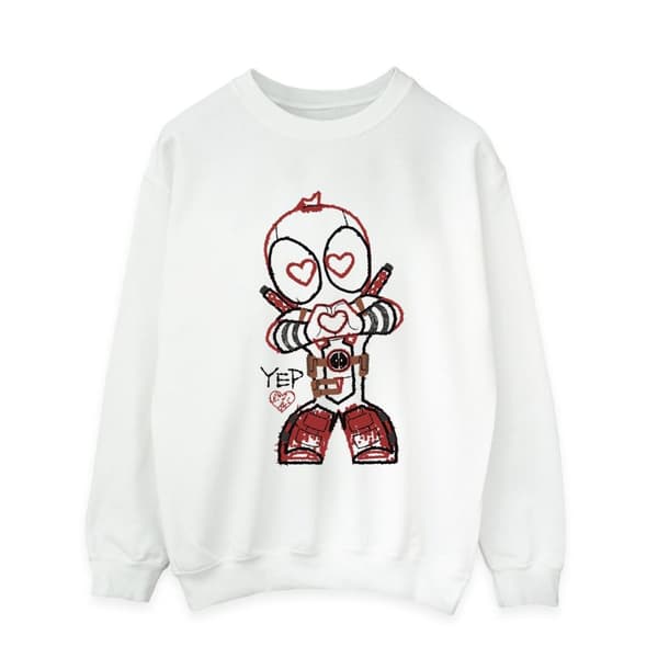 Marvel Mens Deadpool Love Beam Line Sweatshirt