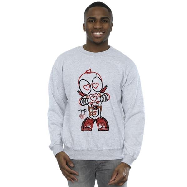 Marvel Mens Deadpool Love Beam Line Sweatshirt