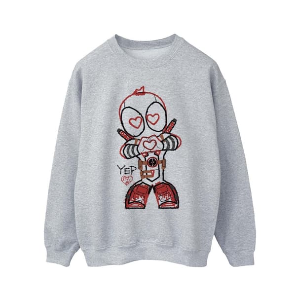 Marvel Mens Deadpool Love Beam Line Sweatshirt