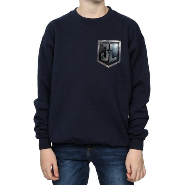 DC Comics Boys Justice League Movie Shield Faux Pocket Sweatshirt