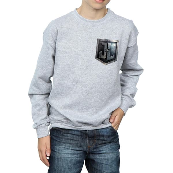 DC Comics Boys Justice League Movie Shield Faux Pocket Sweatshirt