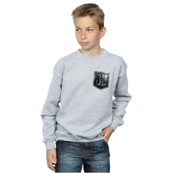 DC Comics Boys Justice League Movie Shield Faux Pocket Sweatshirt