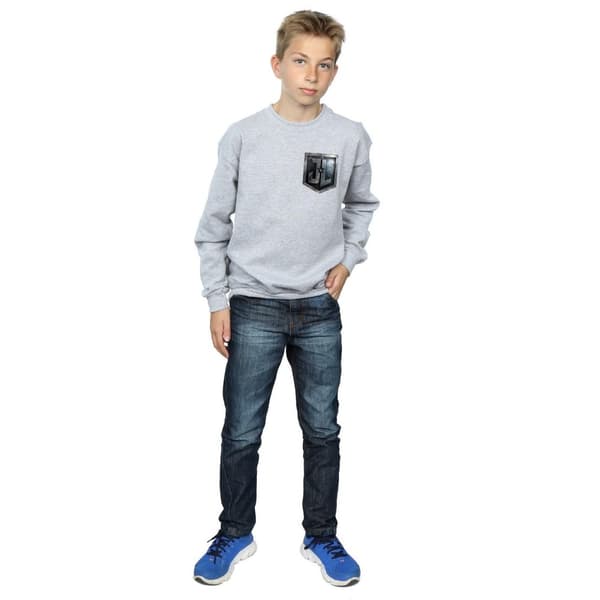 DC Comics Boys Justice League Movie Shield Faux Pocket Sweatshirt