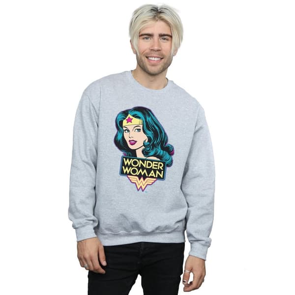DC Comics Mens Wonder Woman Head Sweatshirt