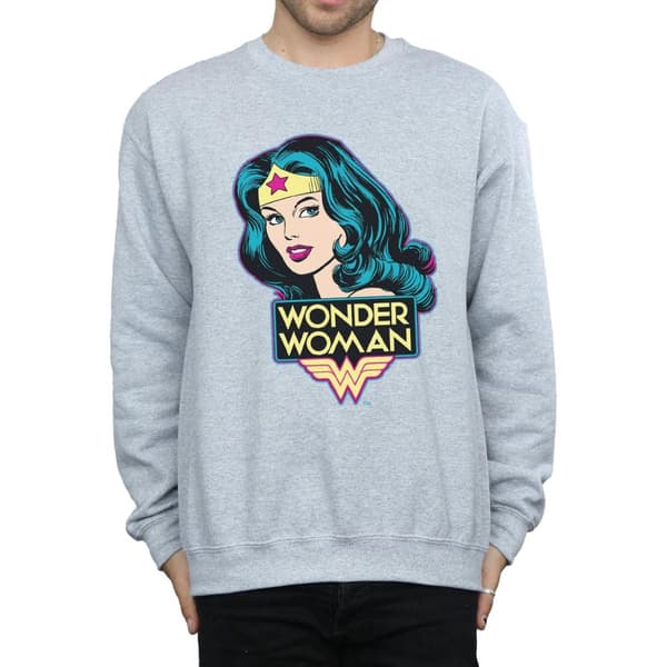 DC Comics Mens Wonder Woman Head Sweatshirt