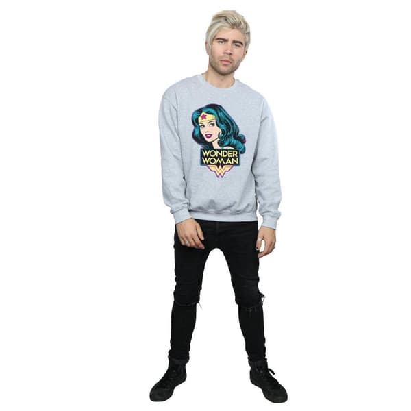 DC Comics Mens Wonder Woman Head Sweatshirt