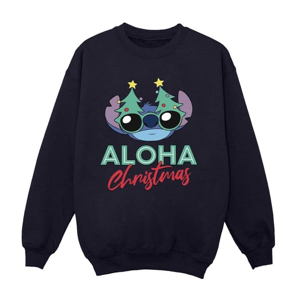 Disney Lilo And Stitch - Sweatshirt med julgransskuggor för kvinnor/damer Navy Blue XL