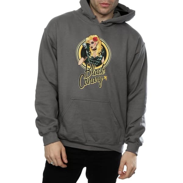 DC Comics Mens DC Bombshells Black Canary Badge Hoodie