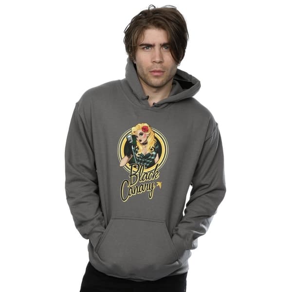 DC Comics Mens DC Bombshells Black Canary Badge Hoodie