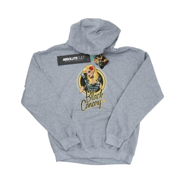 DC Comics Mens DC Bombshells Black Canary Badge Hoodie Heather Grey L