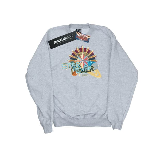 Marvel Mens Captain Marvel Star Power Sweatshirt Sports Grey 4XL