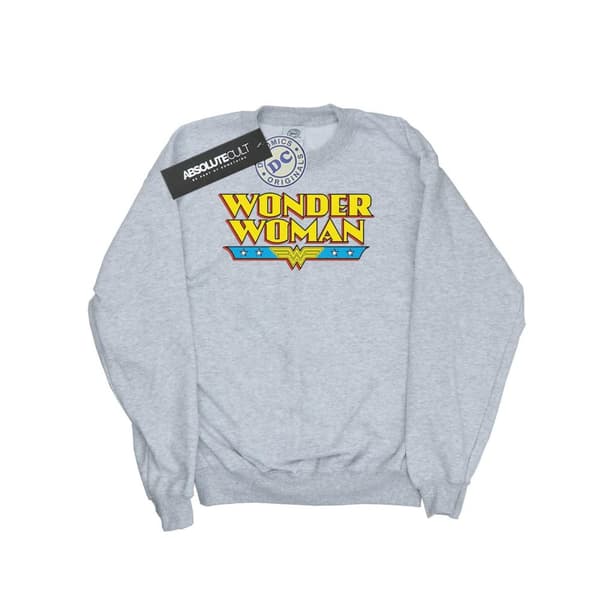 DC Comics Mens Wonder Woman Text Logo Sweatshirt Sports Grey M