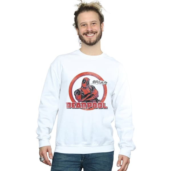Marvel Mens Deadpool Seriously Speech Bubble Sweatshirt