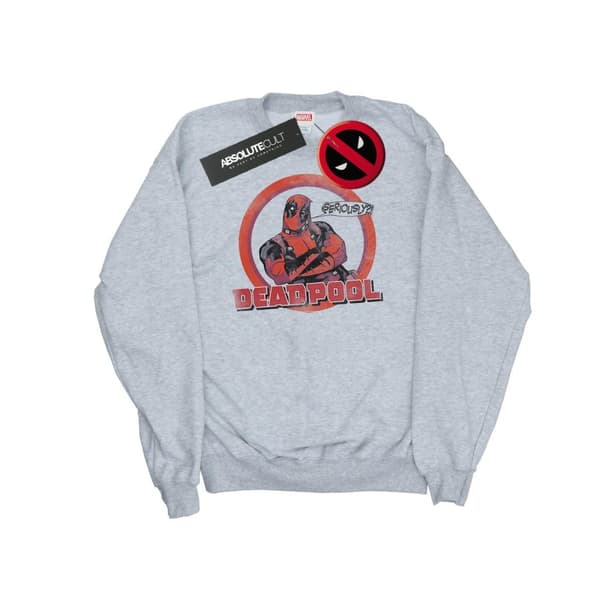 Marvel Mens Deadpool Seriously Speech Bubble Sweatshirt Sports Grey XXL