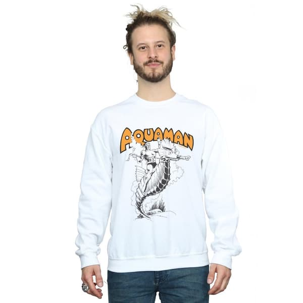 DC Comics Mens Aquaman Mono Action Pose Sweatshirt