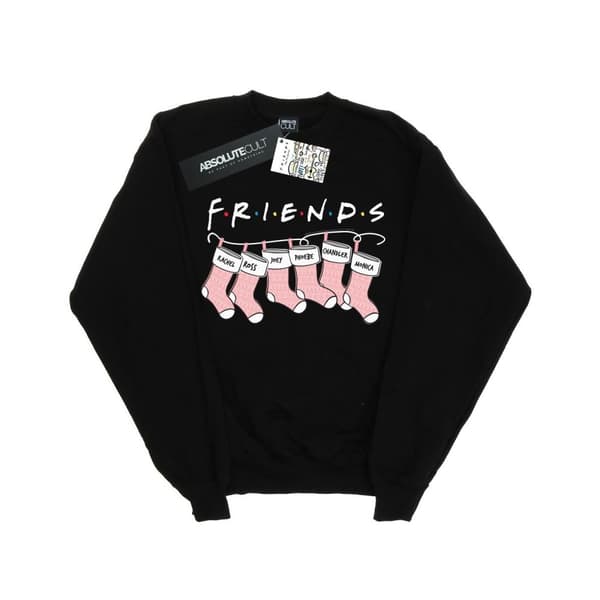 Friends Mens Christmas Stocking Logo Sweatshirt Black 4XL