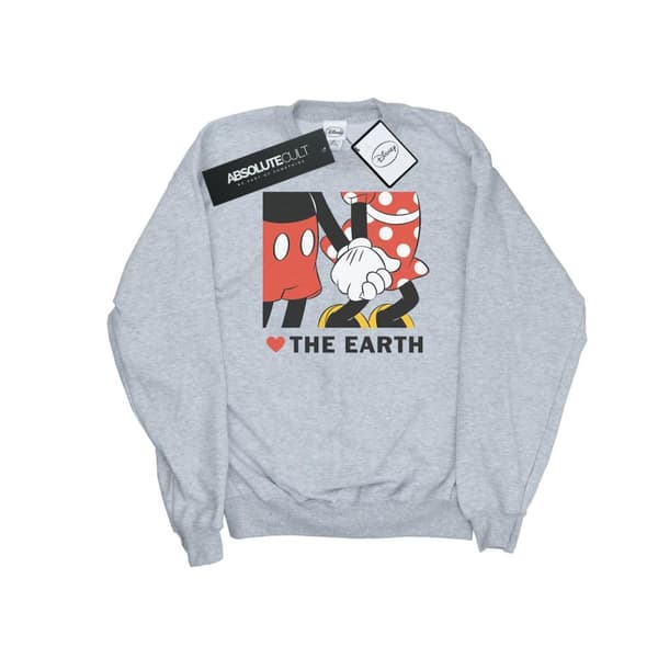 Disney Mens Musse Pigg Hjärta Jorden Sweatshirt