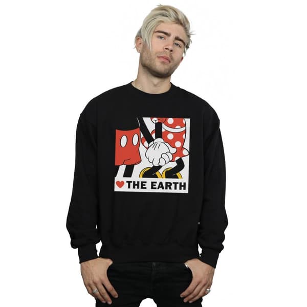 Disney Mens Musse Pigg Hjärta Jorden Sweatshirt