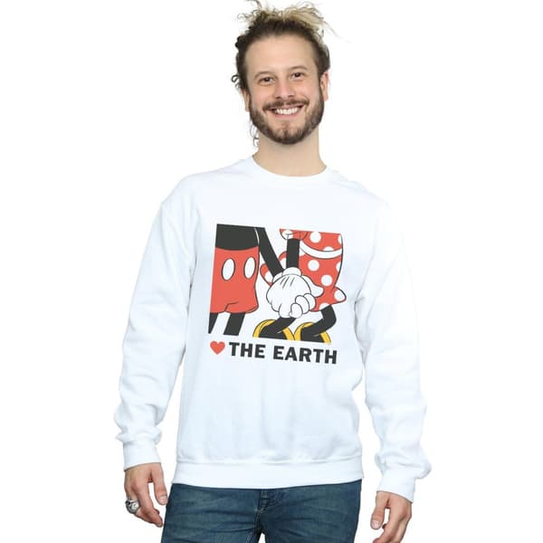Disney Mens Musse Pigg Hjärta Jorden Sweatshirt