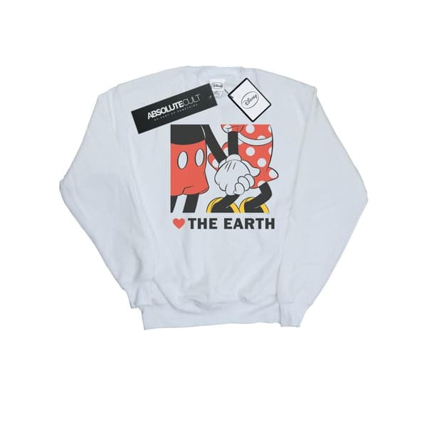 Disney Mens Musse Pigg Hjärta Jorden Sweatshirt White XXL