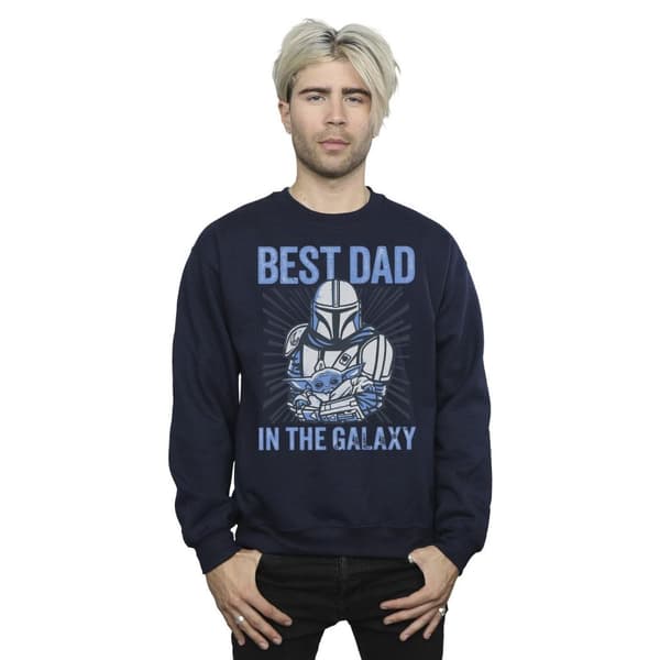 Star Wars Mens Mandalorian Best Dad Galaxy Sweatshirt