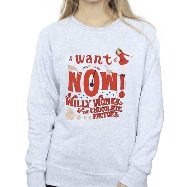 Willy Wonka Womens/Ladies Verruca Salt I Want It Now Sweatshirt
