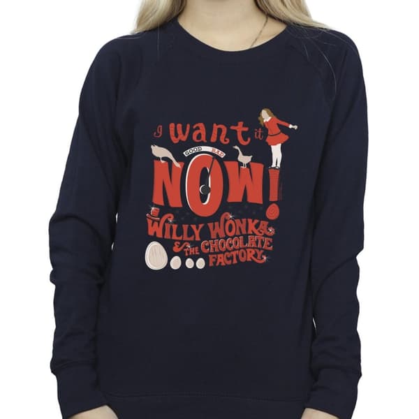 Willy Wonka Womens/Ladies Verruca Salt I Want It Now Sweatshirt