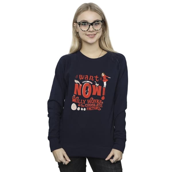 Willy Wonka Womens/Ladies Verruca Salt I Want It Now Sweatshirt